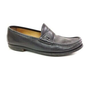 Allen Edmonds "Lucca" 9.5 EEE Loafers Black Leather Dress lug sole Italian